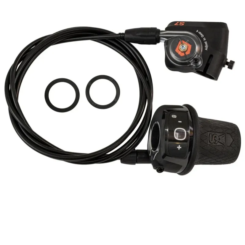 SunRace Sturmey Archer Drehgriffschalter S7 mit Klickbox für 7-Gang SRAM-Nabenschaltung - inkl. vormontiertem Schaltzug (2100 mm) und Außenhülle (1700 mm) kompatibel mit SRAM S7 Geprüft