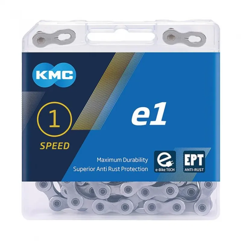 KMC Kette e1 EPT 1-fach Kette - 110 Glieder 1/2x3/32 silber für E-Bikes mit Mittelmotor und High-End-Nabenschaltungen EcoProTeQ-Beschichtung inklusive MissingLink Bestseller
