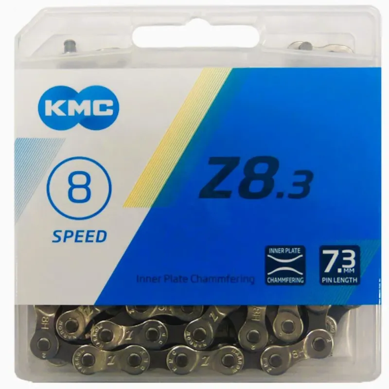 Neu Im Sortiment KMC Z8 Kette, 8-fach, 114 Glieder, grau, mit MissingLink, kompatibel mit Shimano/SRAM/Campagnolo, Z-Bridge für präzises Schalten, ideal für MTB & Trekking