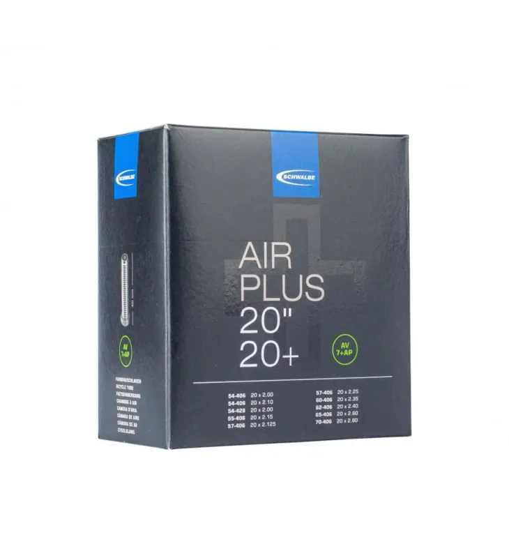 Schwalbe AV7LAP AIR PLUS Schlauch 20 Zoll (54/70-406) - Pannensicherer E-Bike Fahrradschlauch mit Autoventil Sonderangebot