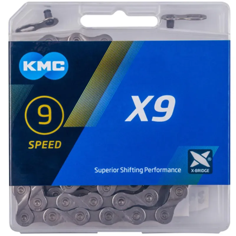 KMC X9 Kette grau, 9-fach, 114 Glieder, 1/2" x 11/128", 6,6 mm, mit MissingLink, für Shimano/SRAM/Campagnolo, langlebig, präzise Schaltperformance Jetzt Bestellen