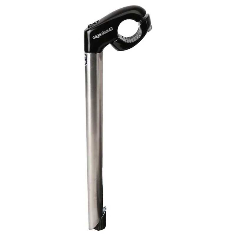 Preisreduziert Ergotec Cat 2 Tube Vorbau 25,4 mm 40 mm 35° schwarz/silber Level 2, 300 mm Schaft, Edelstahl/Alu