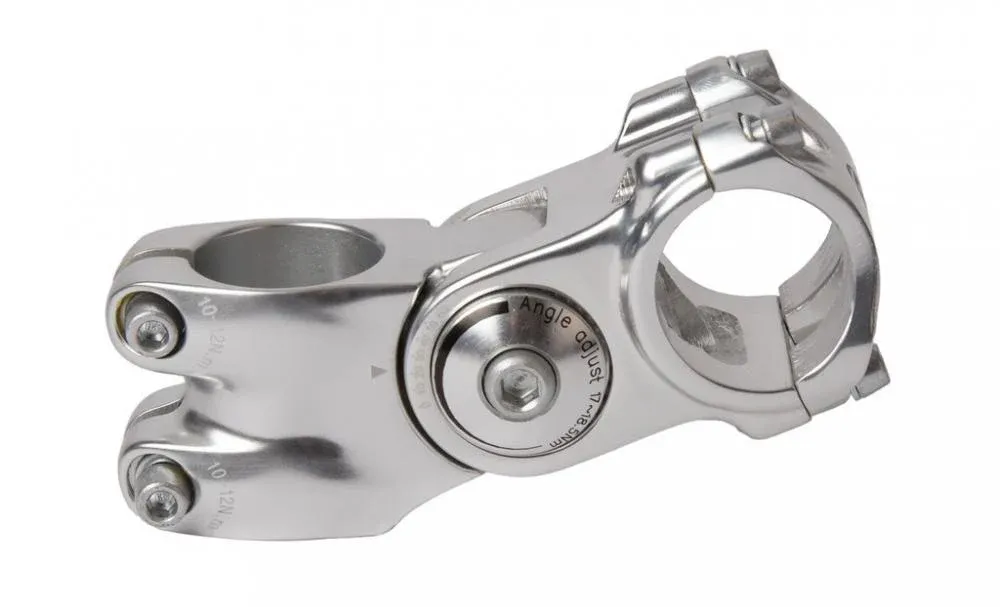 Ausverkauf Ergotec Octopus 2 Ahead-Vorbau - verstellbar 0 - +60°, Alu 6061 T6, Ø 31,8 mm Lenker, 1 1/8″ Gabelschaft, 75 mm, Safety-Level 4, silber/poliert