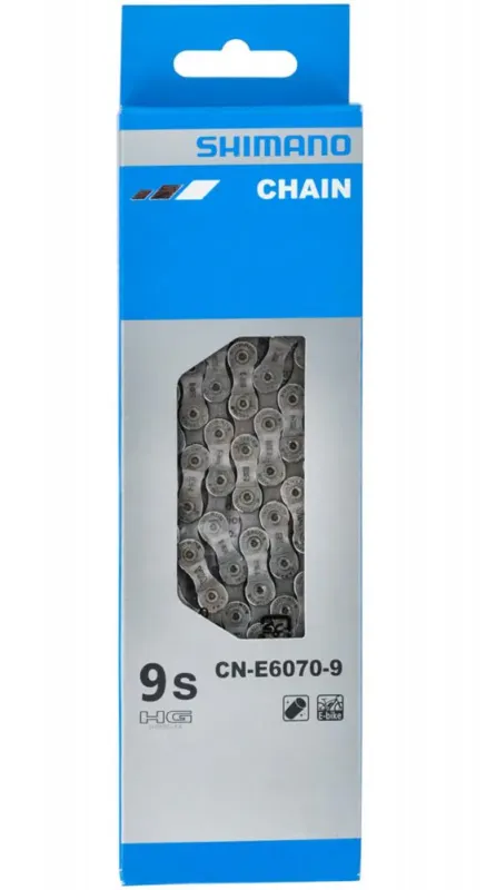 Sonderaktion SHIMANO Kette CN-E6070 9-fach 118 Glieder - robuste E-Bike-Kette für präzise Schaltvorgänge