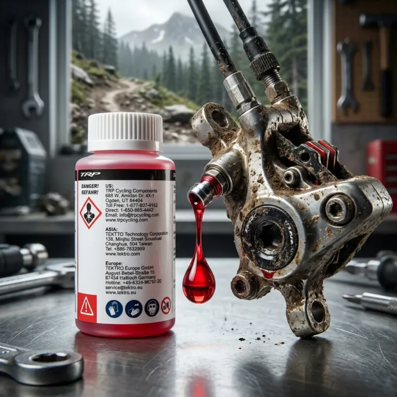 TRP Bremsflüssigkeit Mineralöl 100 ml Rot - Siedepunkt 270°C, niedrigere Viskosität Kostenloser Rückversand