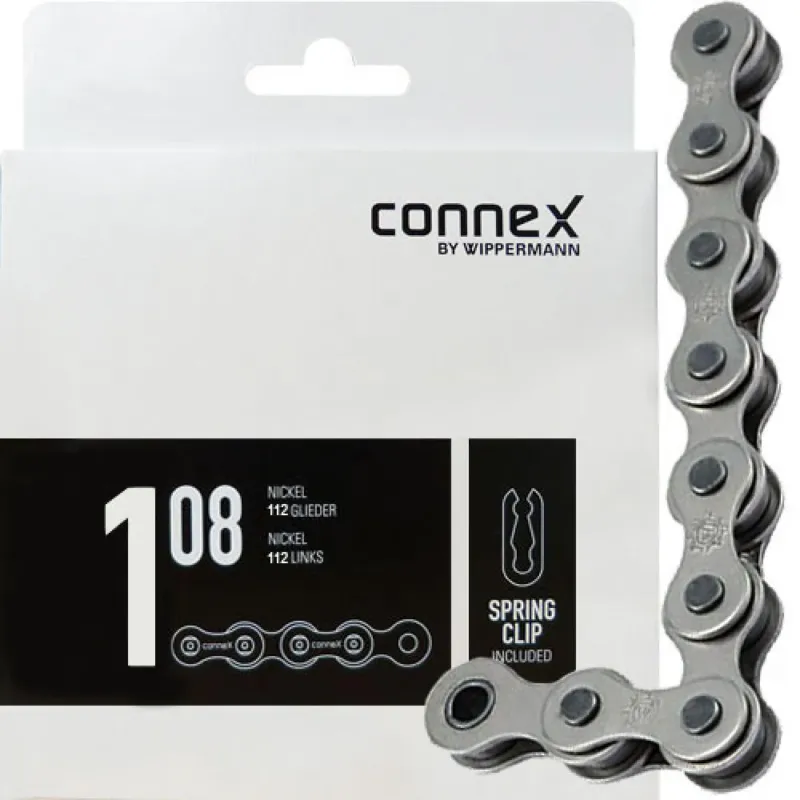 Preiswert Connex Fahrradkette Fahrradkette 108 1-fach 1/2 x 1/8 - 112 Glieder vernickelt silber ideal für Singlespeed BMX Nabenschaltungen langlebig und verschleißfest