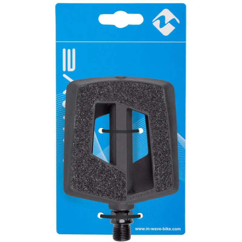 M-WAVE Steady Flat Fahrradpedal schwarz 1 Paar - Antirutschpedal aus Thermokunststoff mit Boron-Achse, Reflektoren, StVZO geprüft, 96x86x20 mm Neu Im Sortiment