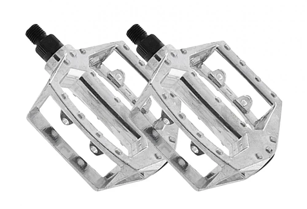 Messingschlager BMX Pedale 1/2 Zoll Aluminium silber - rutschfeste Plattformpedale mit Alu Rahmen - 1 Paar Neu
