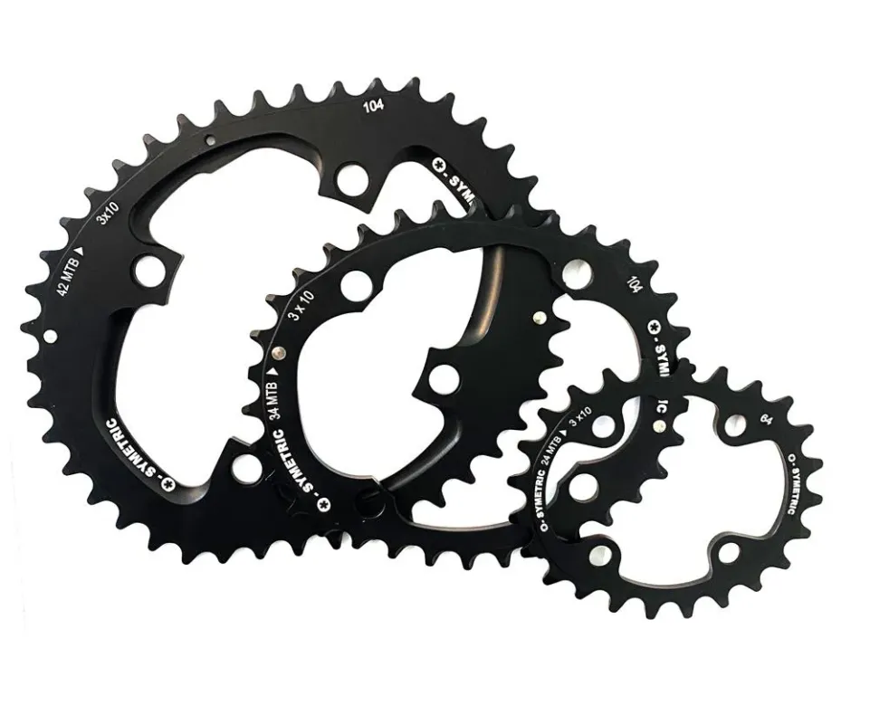Neue Ware Stronglight Osymetric Kettenblatt Kit 104-64 MTB 3x10 42-34-24 Zähne schwarz oval Aluminium 4-Arm Triple MTB