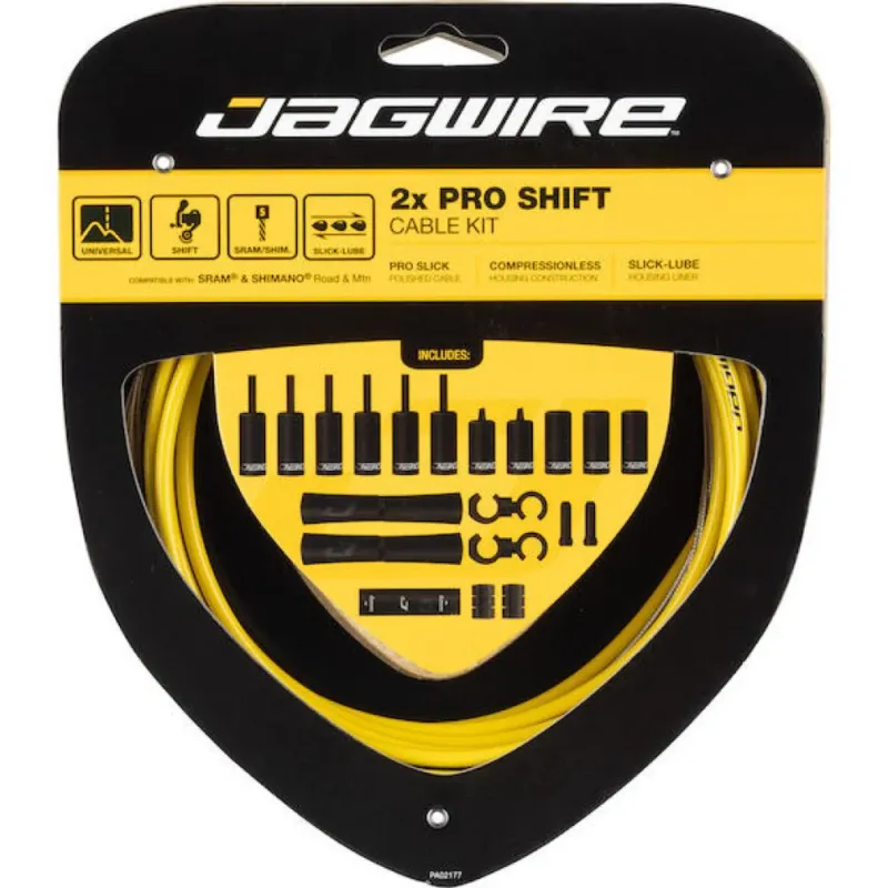 Top-Preis Jagwire Schaltzugset Road & Mountain Pro 2x Gelb - SRAM/Shimano kompatibel