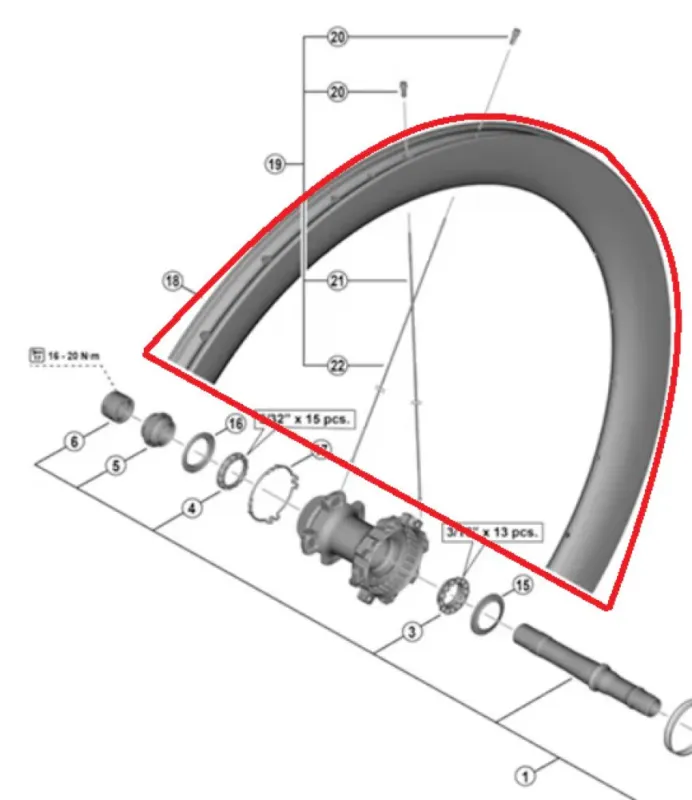 SHIMANO RIM FOR COMPLETE WHEEL,FOR WH-R9270-C60- R, REAR:12MM E-THRU, 24H TUBELESS Felge - 12MM Top-Seller