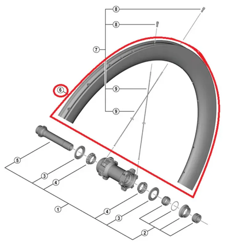 SHIMANO RIM FOR COMPLETE WHEEL,FOR WH-R8170-C50-TL, FRONT:12MM E-THRU, 24H TUBELESS - 12MM Sonderaktion