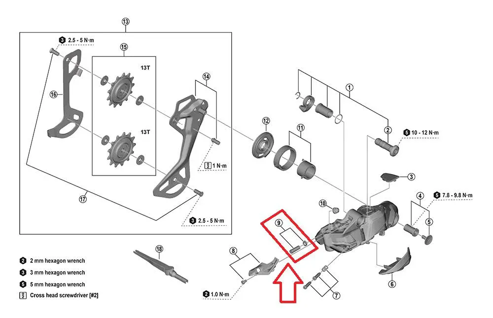 Markenprodukt SHIMANO Einstellschraube für RD-M9250 mit Platte