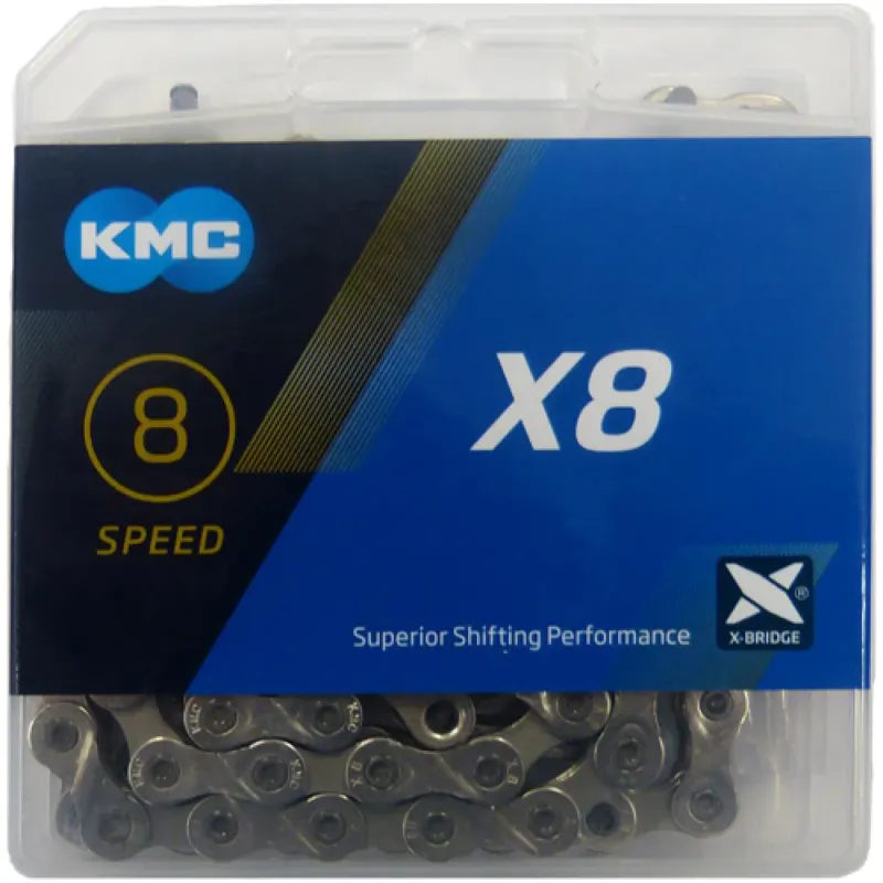 KMC Kette X8 Silber 1/2" x 3/32", 114 Glieder 7,3mm, 8-fach Echt