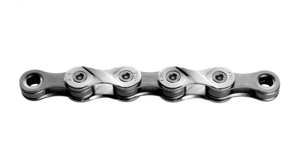 Markenware KMC X9 Fahrradkette 122 Glieder Silber-grau - 9-fach mit vernickelten Außenlaschen