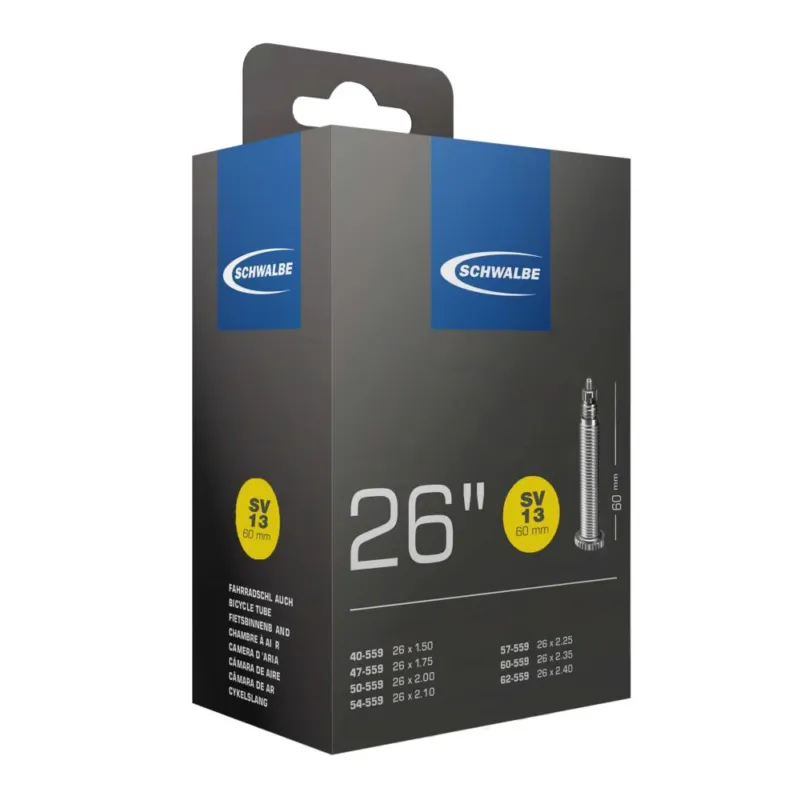 Schwalbe SCHLAUCH SV13 40/62-559 60mm Größe 40 - zuverlässiger Fahrradschlauch mit SV-Ventil Kostenloser Versand