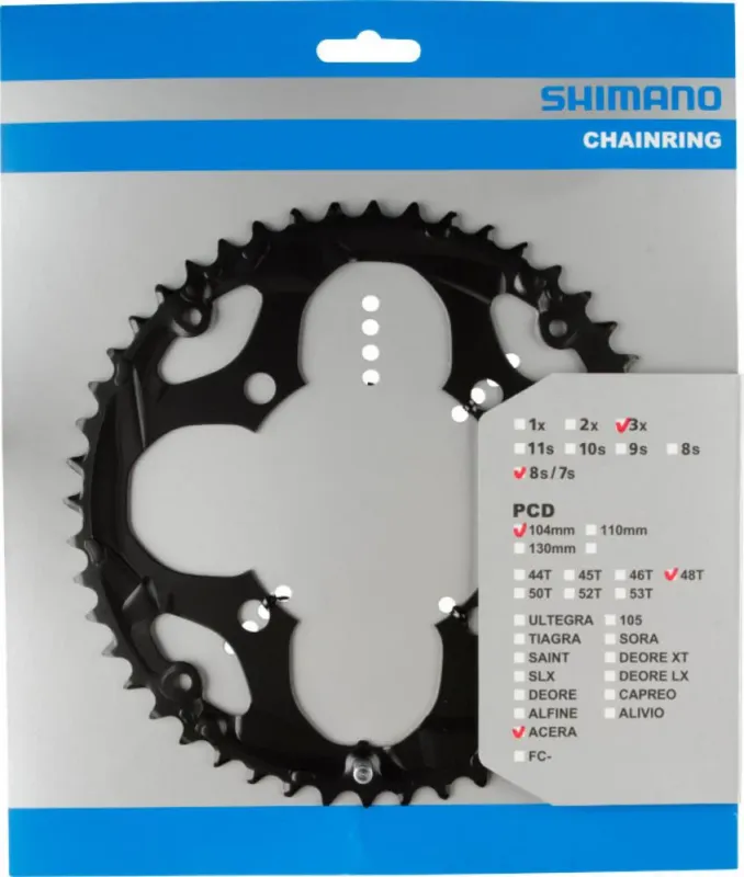 Echt SHIMANO Kettenblatt ACERA FC-M361 48 Zähne - zuverlässiger Antrieb für Trekking- und Citybikes