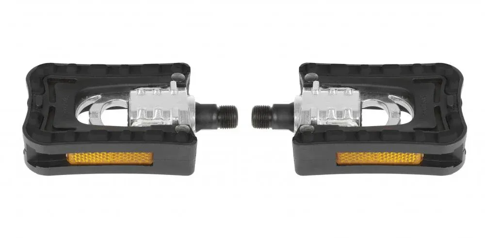 M-Wave F1 Faltpedal schwarz - Aluminium/Kunststoff mit CrMo-Achse, 9/16" Gewinde, Reflektor, rutschfest, StVZO-zertifiziert 1 Paar Preiswert