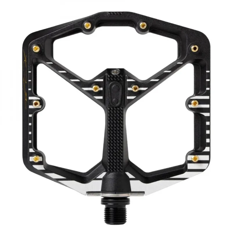 Must-Have Crankbrothers Stamp 7 Large Plattformpedal Fabio Wibmer Edition, schwarz/weiß, 114x111mm, 10 verstellbare Pins pro Seite, konkave Plattform für optimalen Halt