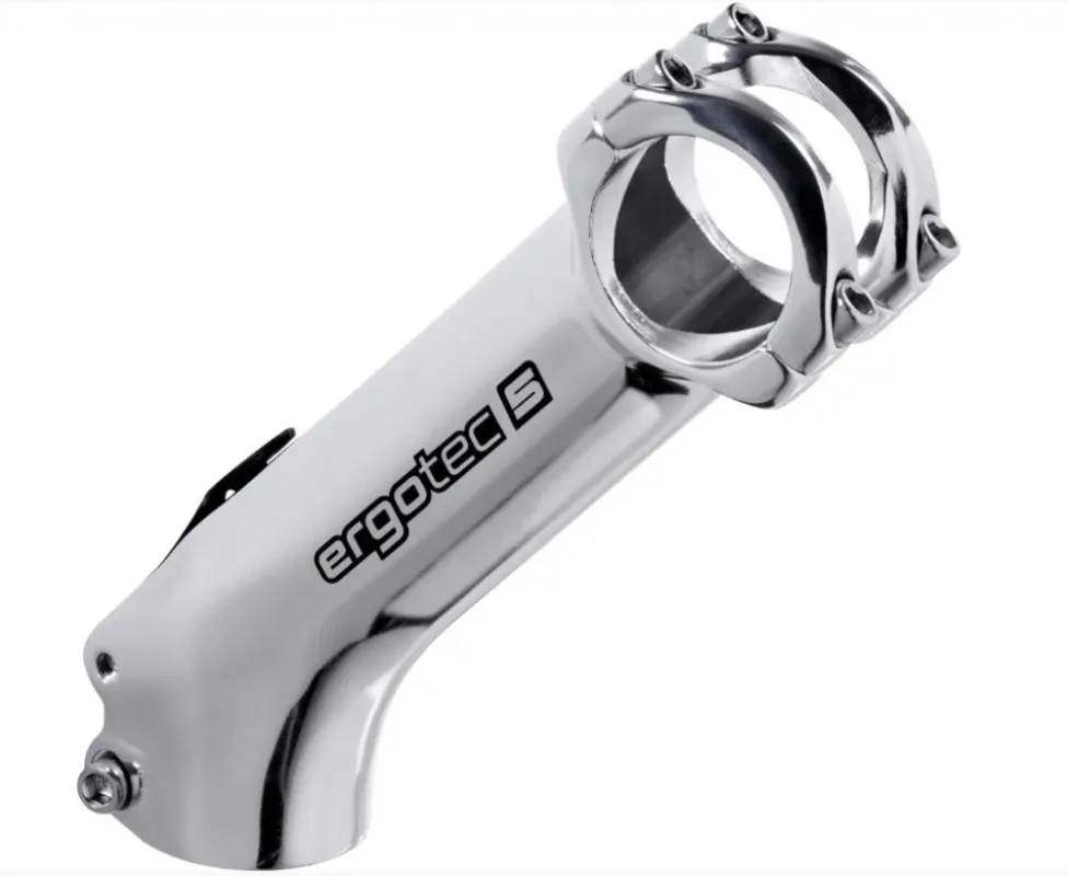 Must-Have Ergotec High Charisma Ahead-Vorbau 31,8 mm, 110 mm Auslage, Winkel 45°, Safety Level 5 - Aluminium 6061-T6 silber poliert
