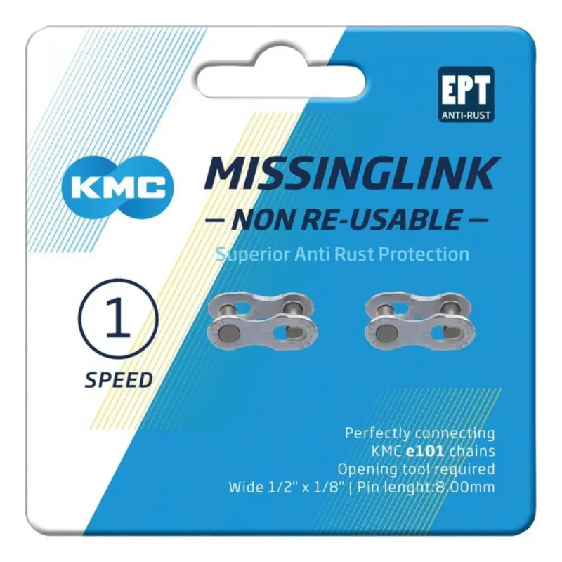 Sale KMC 101NR EPT Missing Link Kettenschloss 1-fach Silber - Rostfreier Kettenverschluss