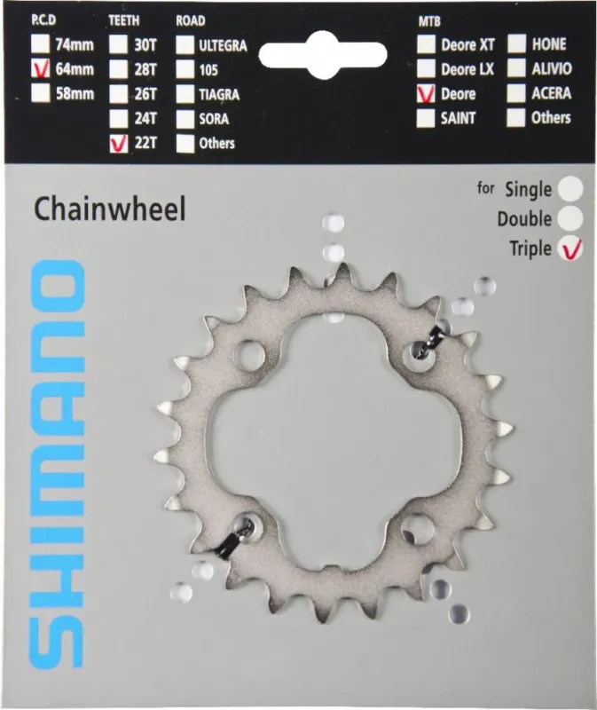 Knallerangebot SHIMANO Kettenblatt DEORE FC-M531/532/533/542 22 Zähne - präziser Antrieb für MTB Kurbeln