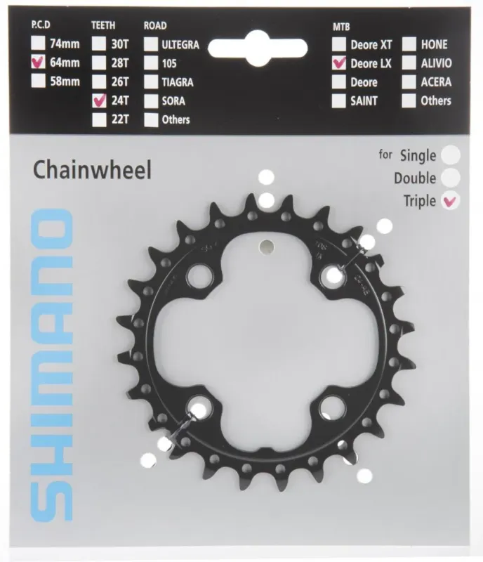 SHIMANO Kettenblatt SLX FC-M660-10 24 Zähne - präzise Schaltperformance für 10-fach Antriebe Sichere Zahlung