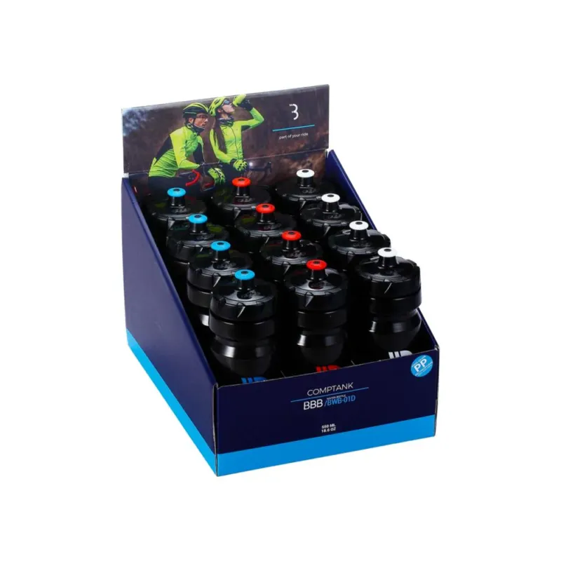 BBB Cycling BBB Flaschen 550ml CompTank Displaybox 550 schwarz - leichte Trinkflasche für komfortables Trinken Jetzt Kaufen