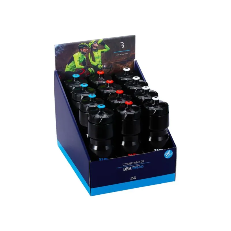 Echt BBB Cycling BBB Flaschen 750ml CompTank Displaybox 750 schwarz - leichte Trinkflasche für jede Fahrt