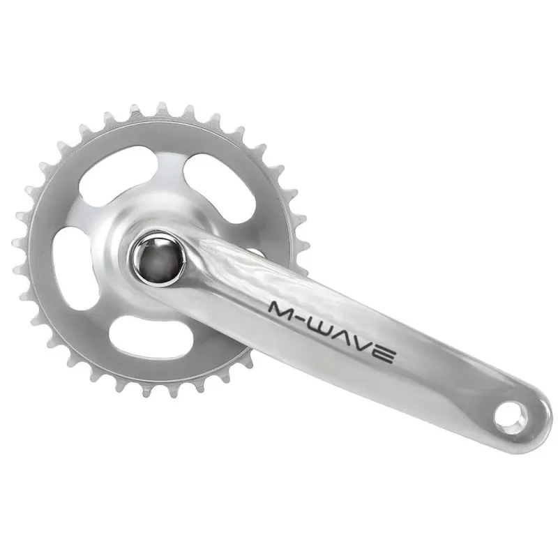 Top-Preis M-Wave Mighty Kettenradgarnitur 1-fach 38 Zähne - Aluminium-Kurbel 170 mm, Stahl-Kettenblatt, Vierkant-JIS, silber