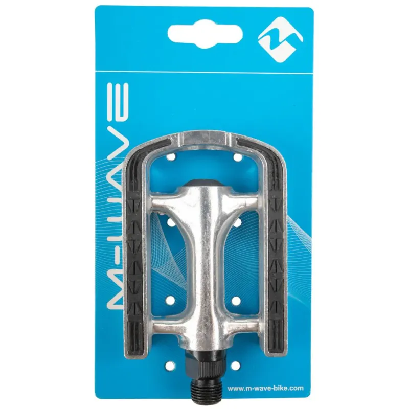M-WAVE Steady-A8 Antirutschpedale 1 Paar silber-schwarz - Aluminiumkörper & Käfig, CrMo-Achse 9/16", Kugellager gedichtet, Trittfläche 95x70 mm, Antirutschauflage, Reflektoren, StVZO zugelassen Rabatt