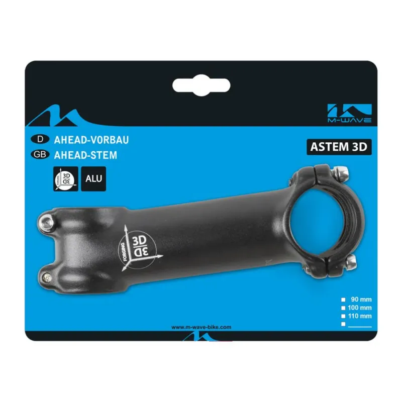 M-WAVE Astem 3D Ahead Vorbau schwarz 100 mm - Aluminium 3D geschmiedet, 1 1/8" Gabelschaft, Ø31,8 mm Lenkerklemmung, Winkel 7°, hohe Stabilität Bestpreis