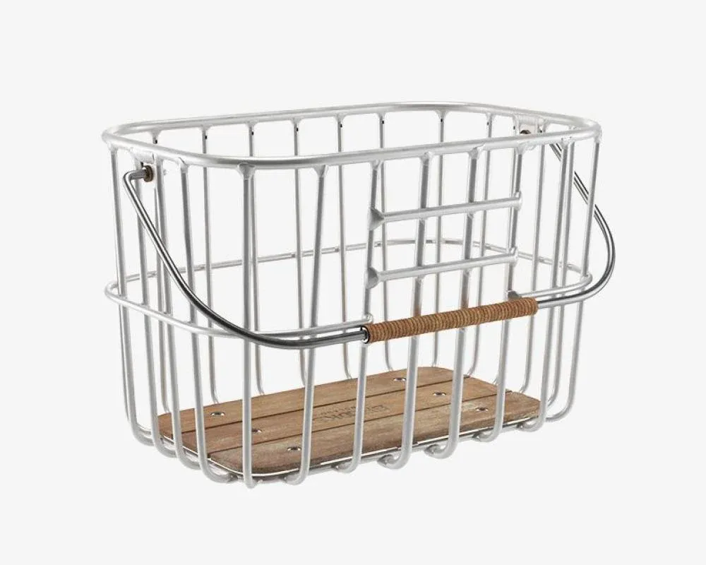 BROOKS Hoxton Basket - eleganter Fahrradkorb 25 Liter aus Aluminium mit Holzgriff - 1150 g leicht, 380x260x260 mm - kompatibel mit KLICKfix-System Kostenfreie Lieferung