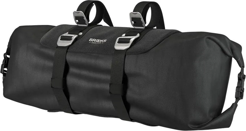 Zertifiziert BROOKS Scape Handlebar Roll Black - wasserdichte Lenkertasche 10-12 Liter aus 600D Polyester mit Hypalon-Details - 670 g leicht, 350-400x160x160 mm