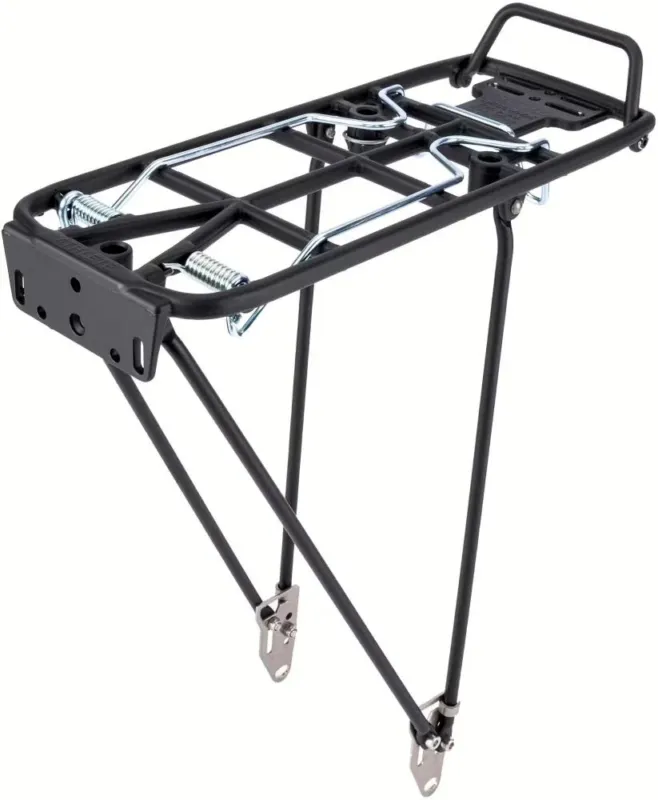 Pletscher Gepäckträger Quick-Rack 28-29 Zoll - robuster Aluminium-Gepäckträger mit Federklappe, werkzeugloser Schnellmontage an Sattelstütze Ø 25-32 mm und Ausfallende, schwarz, bis 25 kg Tragkraft Wochenendangebot