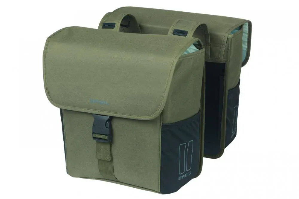 Basil Go Doppelpacktasche 32 Liter dunkelgrün - 14x27x31 cm, Universal-Bridge System, reflektierend Sonderaktion