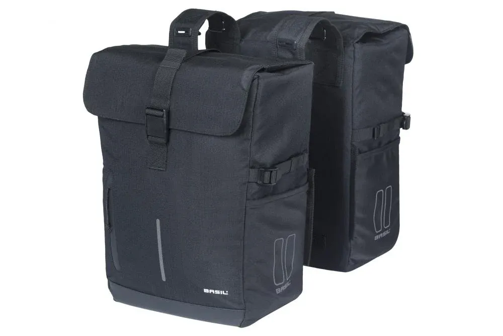 Basil Move Doppelpacktasche 30 Liter schwarz - wasserabweisend mit Reflex-Details & Universal-Bridge Top-Seller