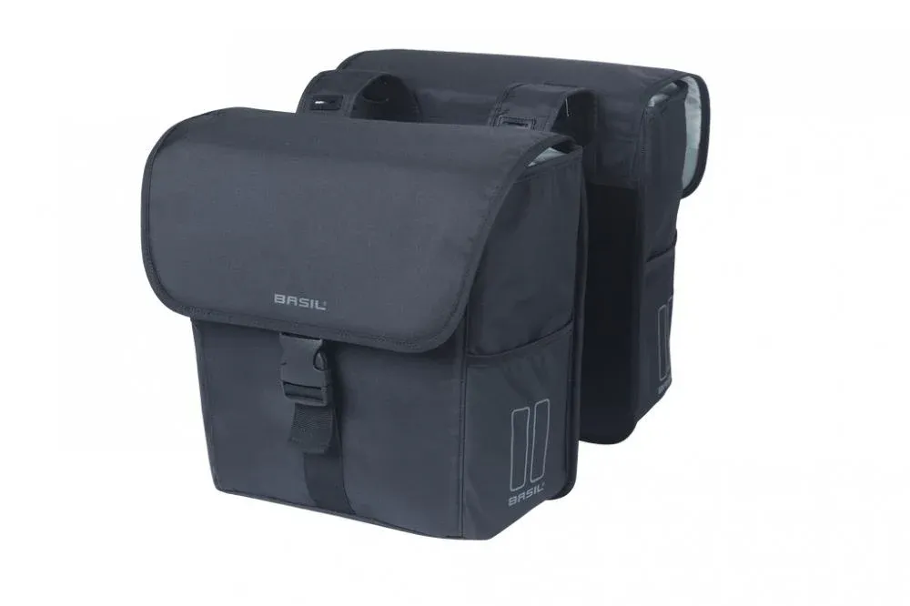 Basil Go MIK Doppelpacktasche 32 Liter solid black - wasserabweisende Gepäckträgertasche 14x27x31 cm Echt