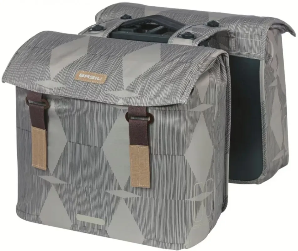 Basil Elegance - Doppeltasche MIK 2.0 49 Liter - recyceltes PET wasserabweisender Faltverschluss voll gefüttert vormontierte MIK-Adapterplatte reflektierend - Doppelpacktasche - Dreifachtasche Kostenloser Rückversand