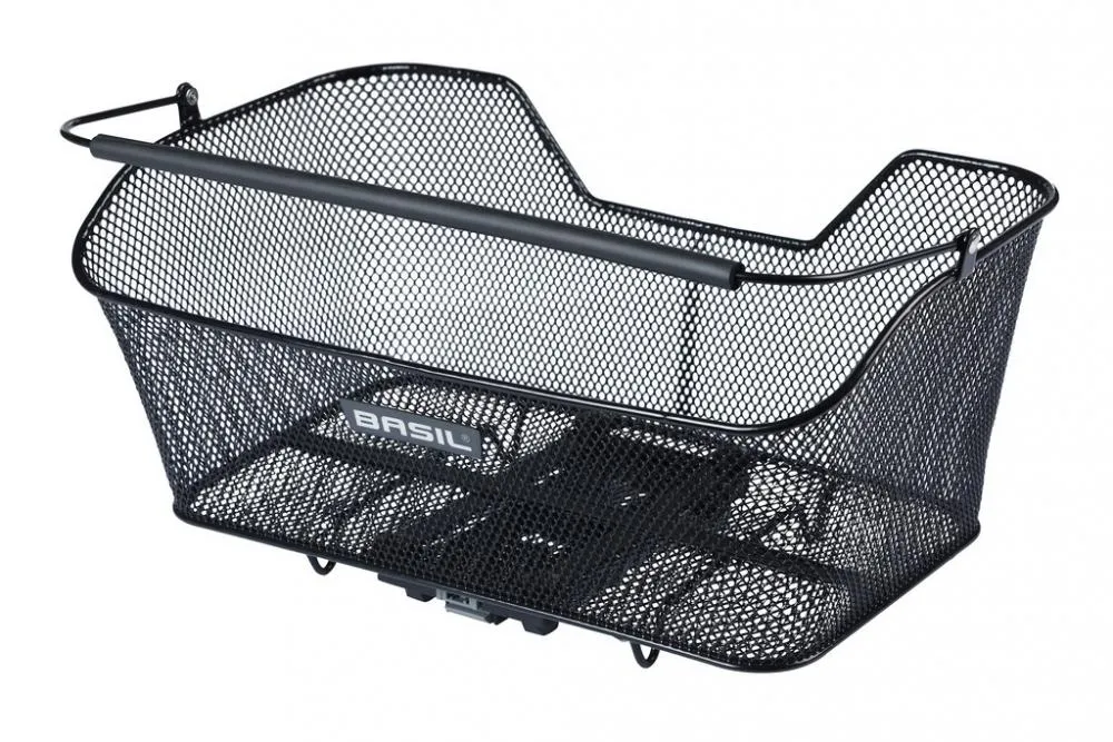 Angebot Basil Hinterradkorb Base XL MIK - schwarzer, engmaschiger Stahlkorb, abnehmbar mit MIK-System - 23 × 44 × 17 cm - belastbar bis ca. 10 kg