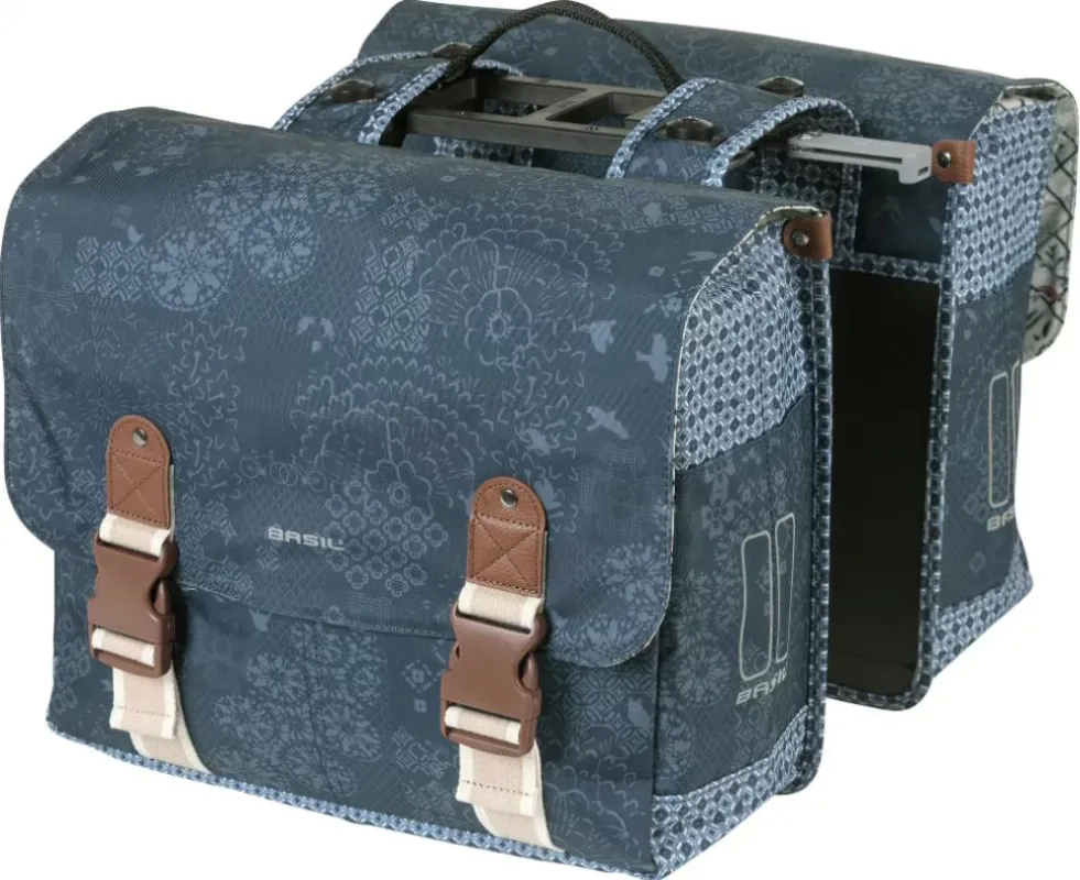 Basil Bohème Double Bag MIK 2.0 - Doppeltasche 35 Liter - Doppelpacktasche - wasserabweisend Reflexion Indigo Blue inkl. MIK-Adapterplatte Neuheit