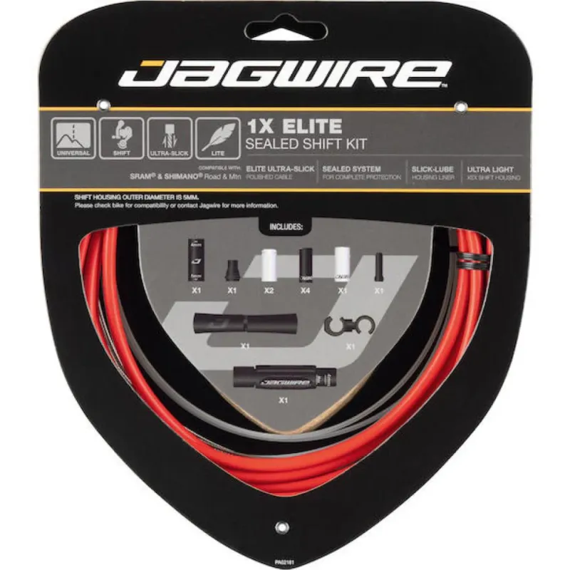 Top-Seller Jagwire Schaltzugset Road & Mountain Elite Sealed 1x Rot - Vollständiger Schutz & Präzision