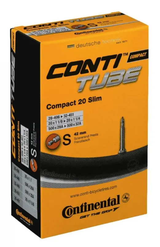 Neue Kollektion Continental Schlauch 20" MTB Compact Slim 20 - zuverlässiger Fahrradschlauch mit SV-Ventil