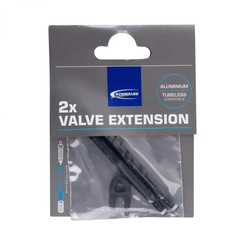 Schwalbe Ventilverlängerung Alu 65mm (2 Stück) - für hohe Aero-Felgen Zertifiziert