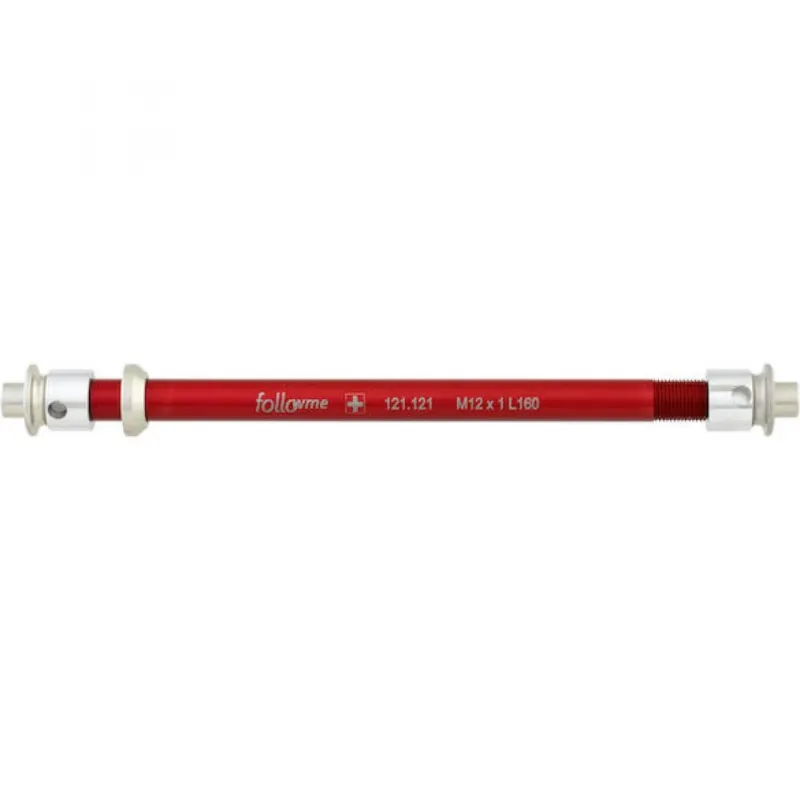 Expressversand FollowMe Steckachse Zugrad 12 mm Aluminium M12x1x183 mm Rot - leichte Achse für FollowMe Tandem