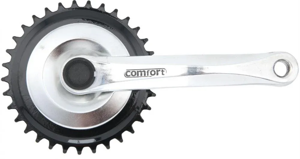 AMAR Kettenradgarnitur Vierkant 170 mm Alu-Kurbeln silber, 33 Zähne Stahl-Kettenblatt schwarz, verchromte Scheibe, Pedalgewinde 9/16", passend für 1/8" und 3/32" Ketten Mega-Angebot