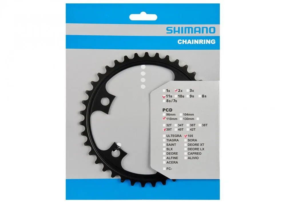 SHIMANO Kettenblatt 105 FC-5800 39 Zähne Schwarz - präziser Antrieb für Rennräder Sofort Bestellen