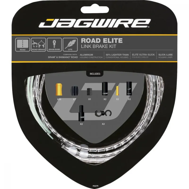 Neue Kollektion Jagwire Road Elite Link Bremszugset Silber - Leicht & präzise für SRAM/Shimano