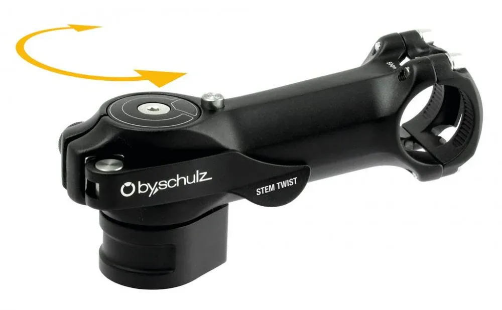 by,schulz Vorbau Twist SDS 115 mm Ø 31,8 mm schwarz - platzsparender Fahrradvorbau mit Verdreh-Funktion Schneller Versand