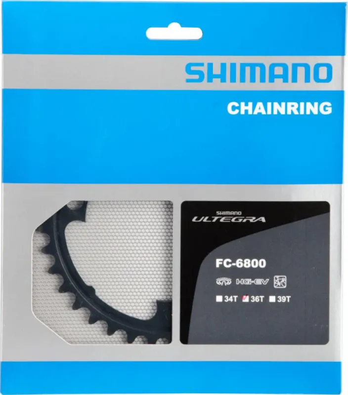 Saisonangebot SHIMANO Kettenblatt ULTEGRA FC-6800 36Z schwarz - präziser Antrieb für Rennräder
